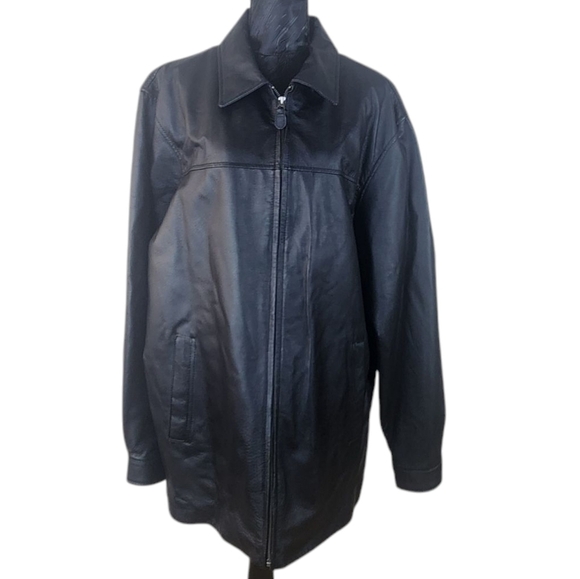 St. John's Bay Heavy Black Leather Jacket for Men Size Large - Picture 4 of 13